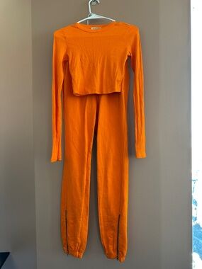 Cotton Citizen Orange Ribbed Two-Piece Track Set
